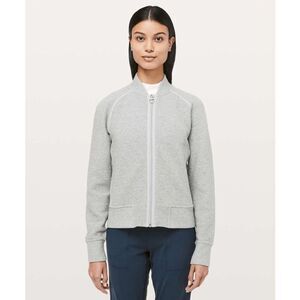 Lululemon On Heathered Core Light Grey Repeat Bomber Jacket Women's Size 4